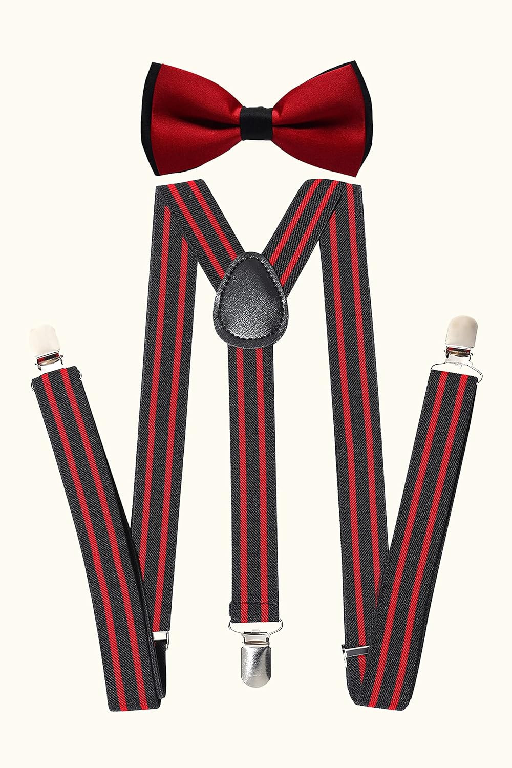 BABEYOND 1920s Mens Gatsby Gangster Accessories Set Panama Hat Suspender Bow Tie